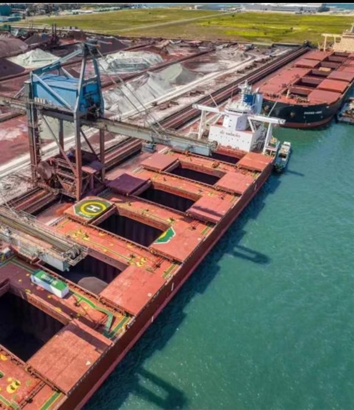 Cargo vessels at a commodity port